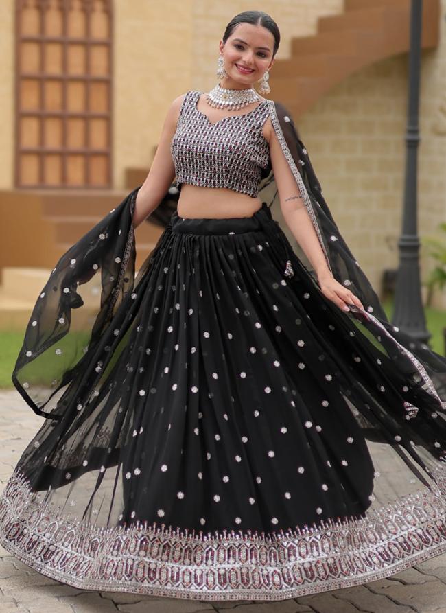 Georgette Black Party Wear Embroidery Work Lehenga Choli